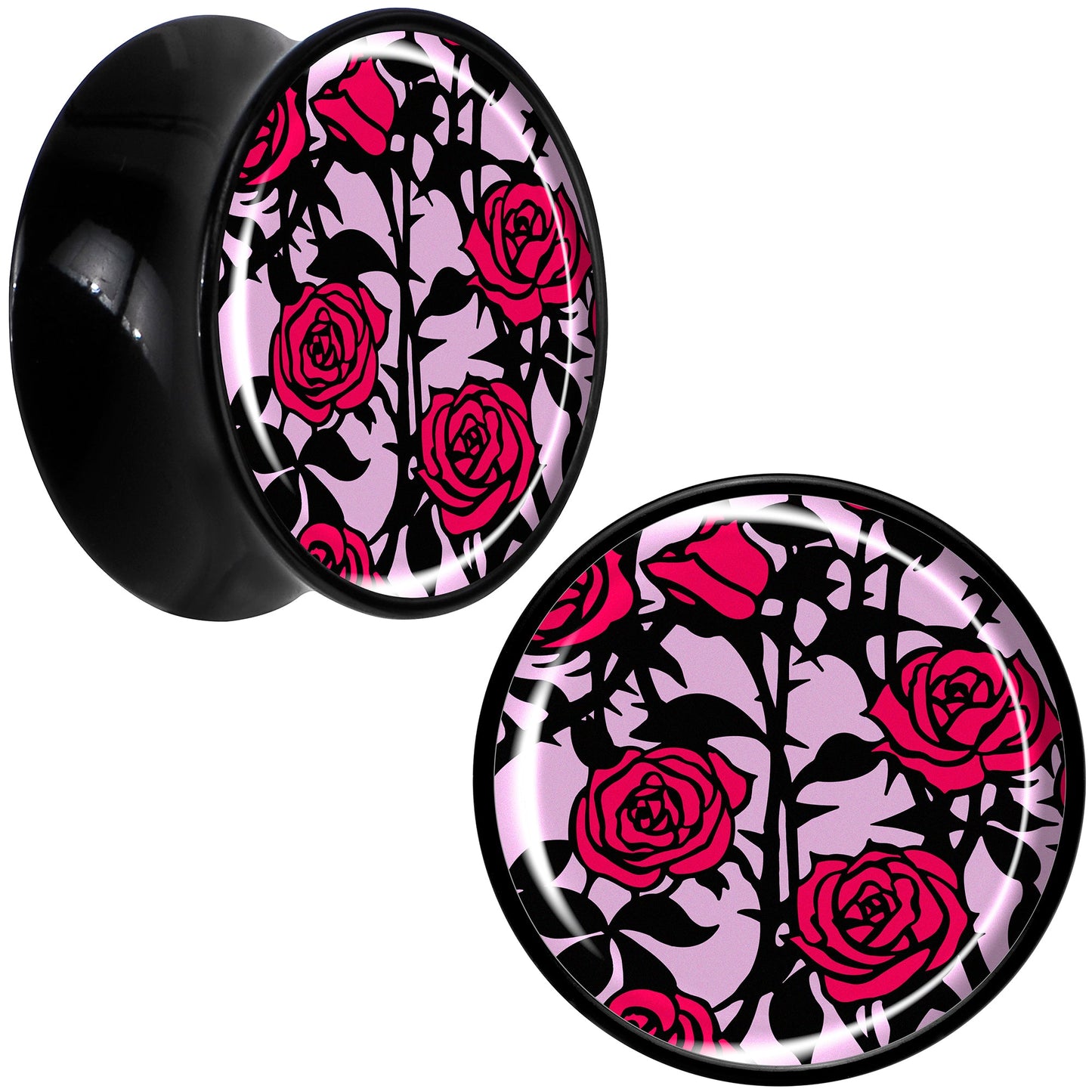 Blossom Creation Floral Love of Roses Black Acrylic Saddle Plug Set by Onyx O