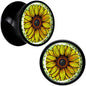 Blossom Creation Yellow Sunflower Black Acrylic Saddle Plug Set by Onyx O
