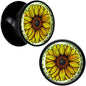 Blossom Creation Yellow Sunflower Black Acrylic Saddle Plug Set by Onyx O