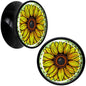 Blossom Creation Yellow Sunflower Black Acrylic Saddle Plug Set by Onyx O