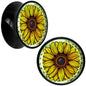 Blossom Creation Yellow Sunflower Black Acrylic Saddle Plug Set by Onyx O