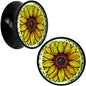 Blossom Creation Yellow Sunflower Black Acrylic Saddle Plug Set by Onyx O