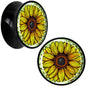 Blossom Creation Yellow Sunflower Black Acrylic Saddle Plug Set by Onyx O