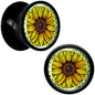 Blossom Creation Yellow Sunflower Black Acrylic Saddle Plug Set by Onyx O
