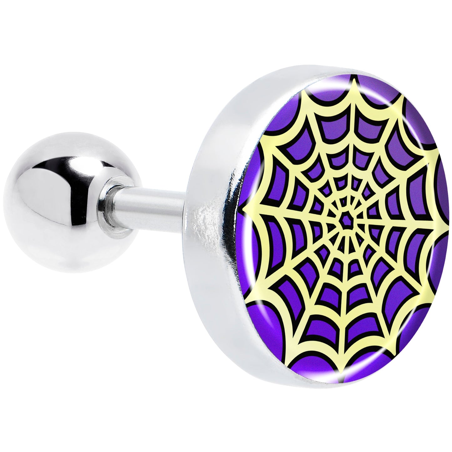 16G 1/4 Two Tone Spider Web Tragus Cartilage Earring by Onyx O