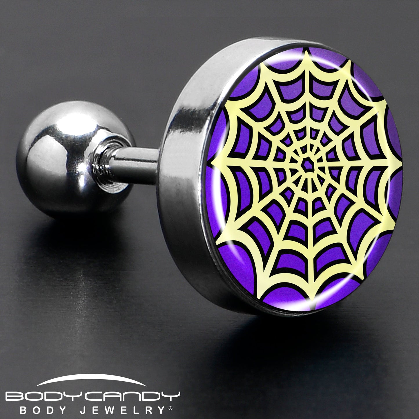 16G 1/4 Two Tone Spider Web Tragus Cartilage Earring by Onyx O