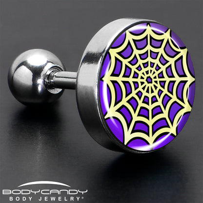 16G 1/4 Two Tone Spider Web Tragus Cartilage Earring by Onyx O