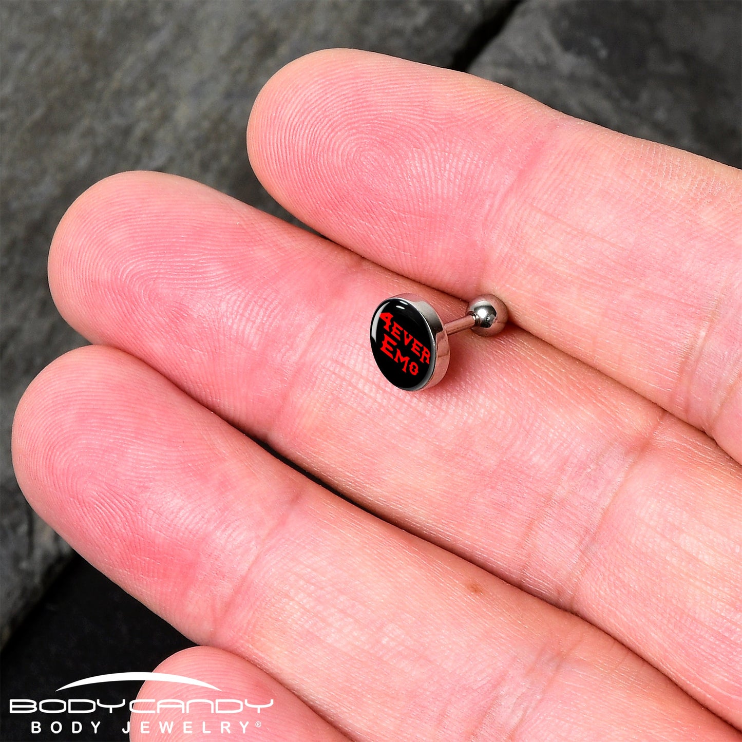 16G 1/4 Black Red 4 Ever Emo Tragus Cartilage Earring by Onyx O