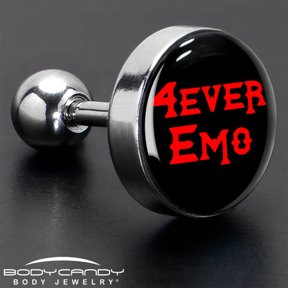 16G 1/4 Black Red 4 Ever Emo Tragus Cartilage Earring by Onyx O