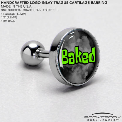 16G 1/4 Logo Baked Stoner Tragus Cartilage Earring by Onyx O