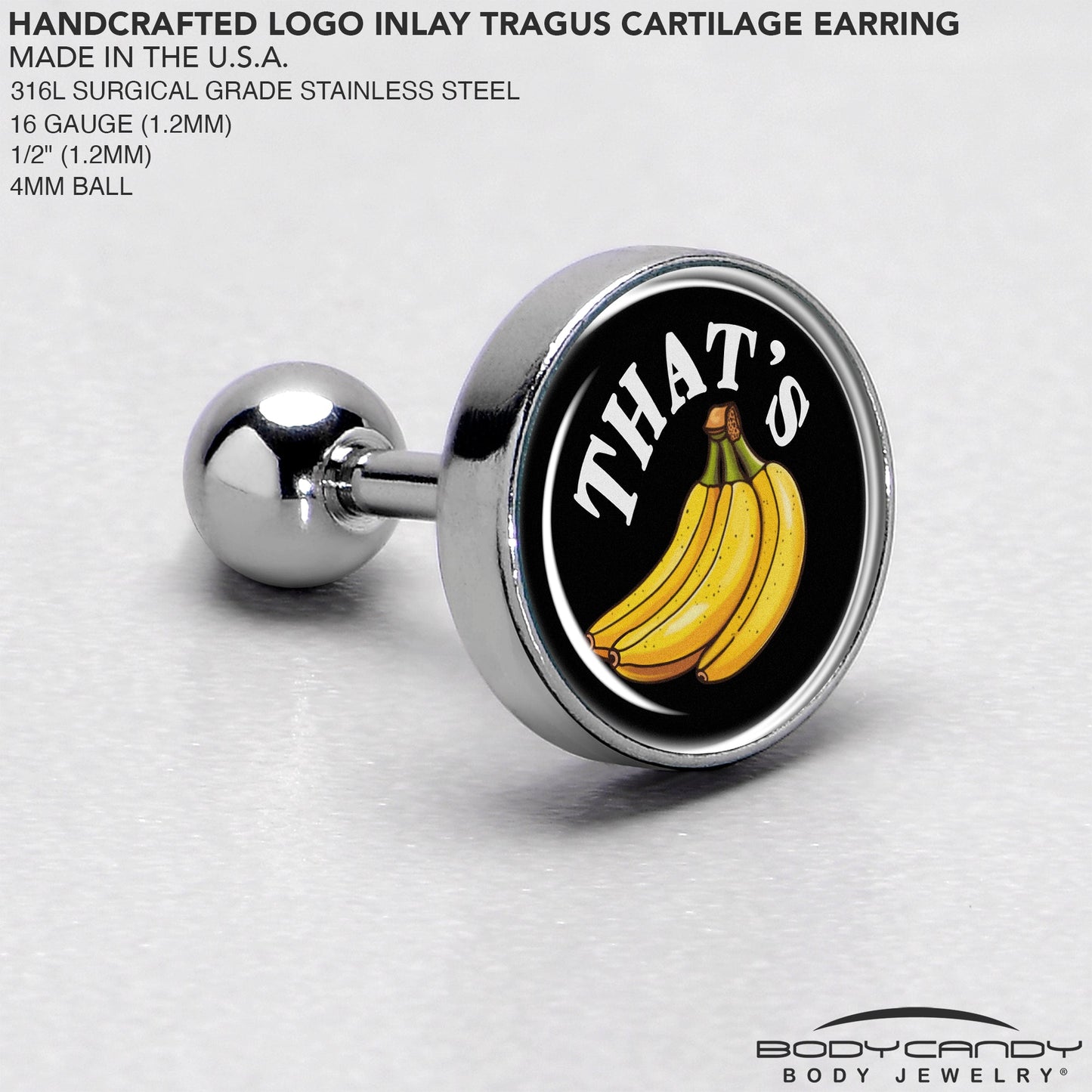 That is Bananas Tragus Cartilage Earring by Onyx O