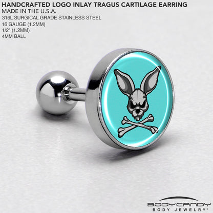16G 1/4 Bunny and Crossbones Tragus Cartilage Earring by Onyx O