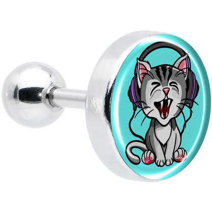 16G 1/4 Heavy Metal Kitty Cat Tragus Cartilage Earring by Onyx O