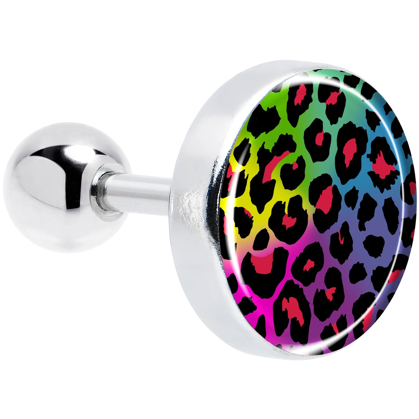 16G 1/4 Rainbow Cheetah Print Cartilage Tragus Earring by Onyx O