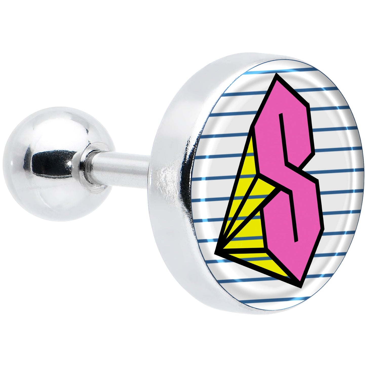 16G 1/4 Hot Pink Cool S Tragus Cartilage Earring by Onyx O