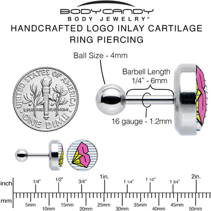 16G 1/4 Hot Pink Cool S Tragus Cartilage Earring by Onyx O