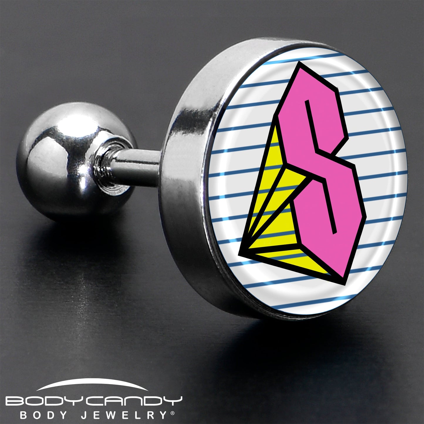 16G 1/4 Hot Pink Cool S Tragus Cartilage Earring by Onyx O