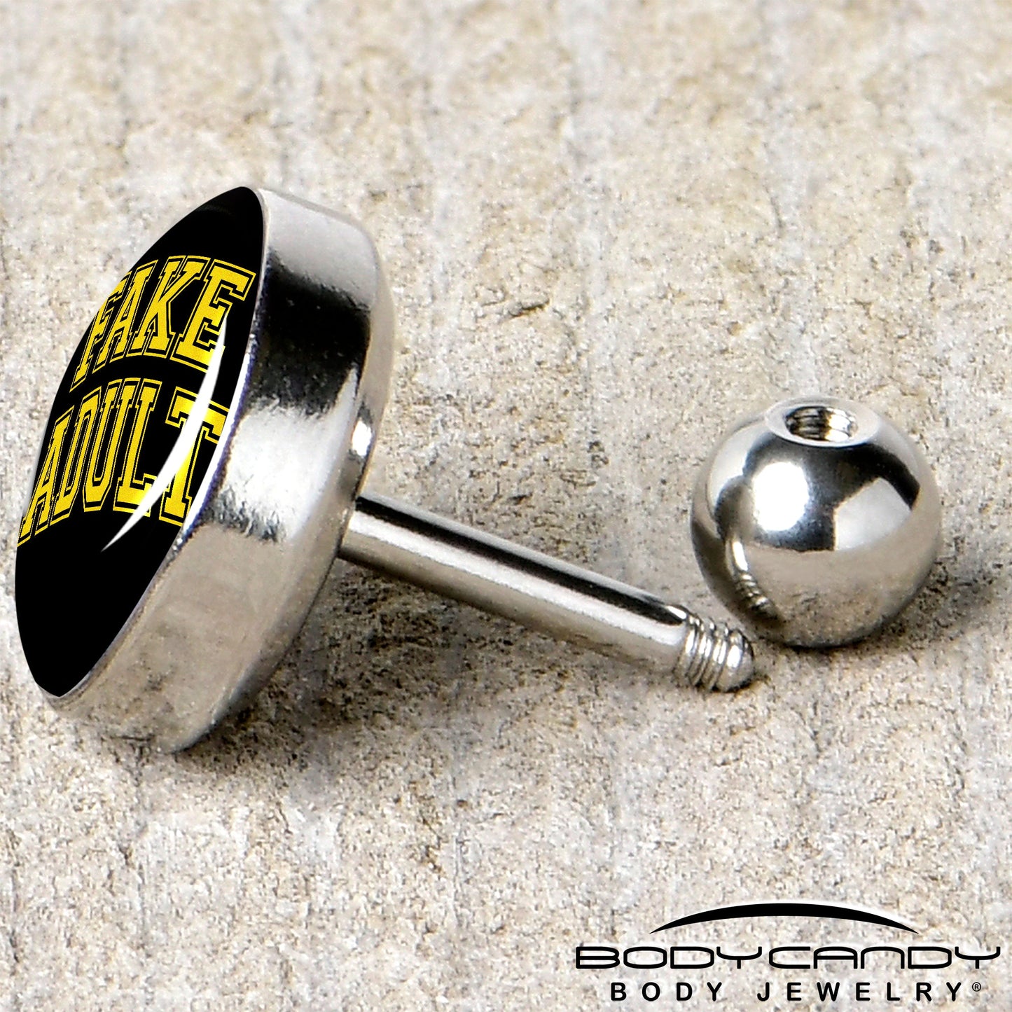 16G 1/4 Black Yellow Fake Adult Tragus Cartilage Earring by Onyx O