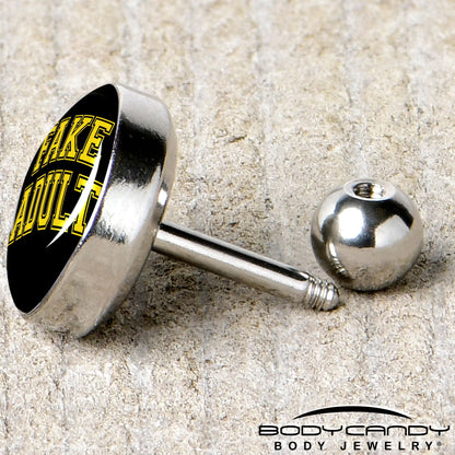 16G 1/4 Black Yellow Fake Adult Tragus Cartilage Earring by Onyx O