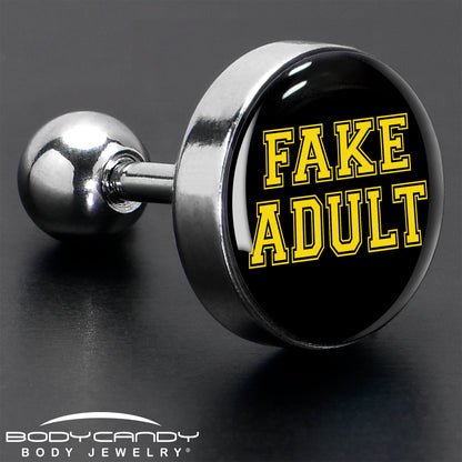 16G 1/4 Black Yellow Fake Adult Tragus Cartilage Earring by Onyx O