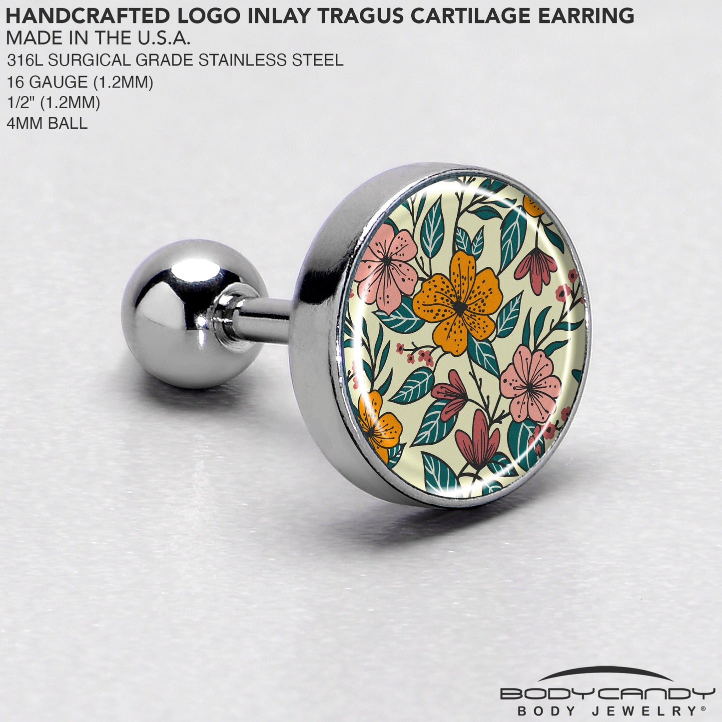 16G 1/4 Blossom Creation Wildflower Flowers Tragus Cartilage Earring by Onyx O