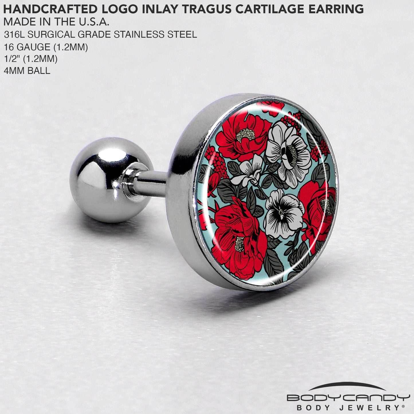 16G 1/4 Blossom Creation Vibrant Bloom of Flowers Cartilage Earring by Onyx O