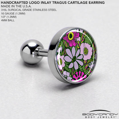 16G 1/4 Blossom Creation Paradise of Pink Flowers Cartilage Earring by Onyx O