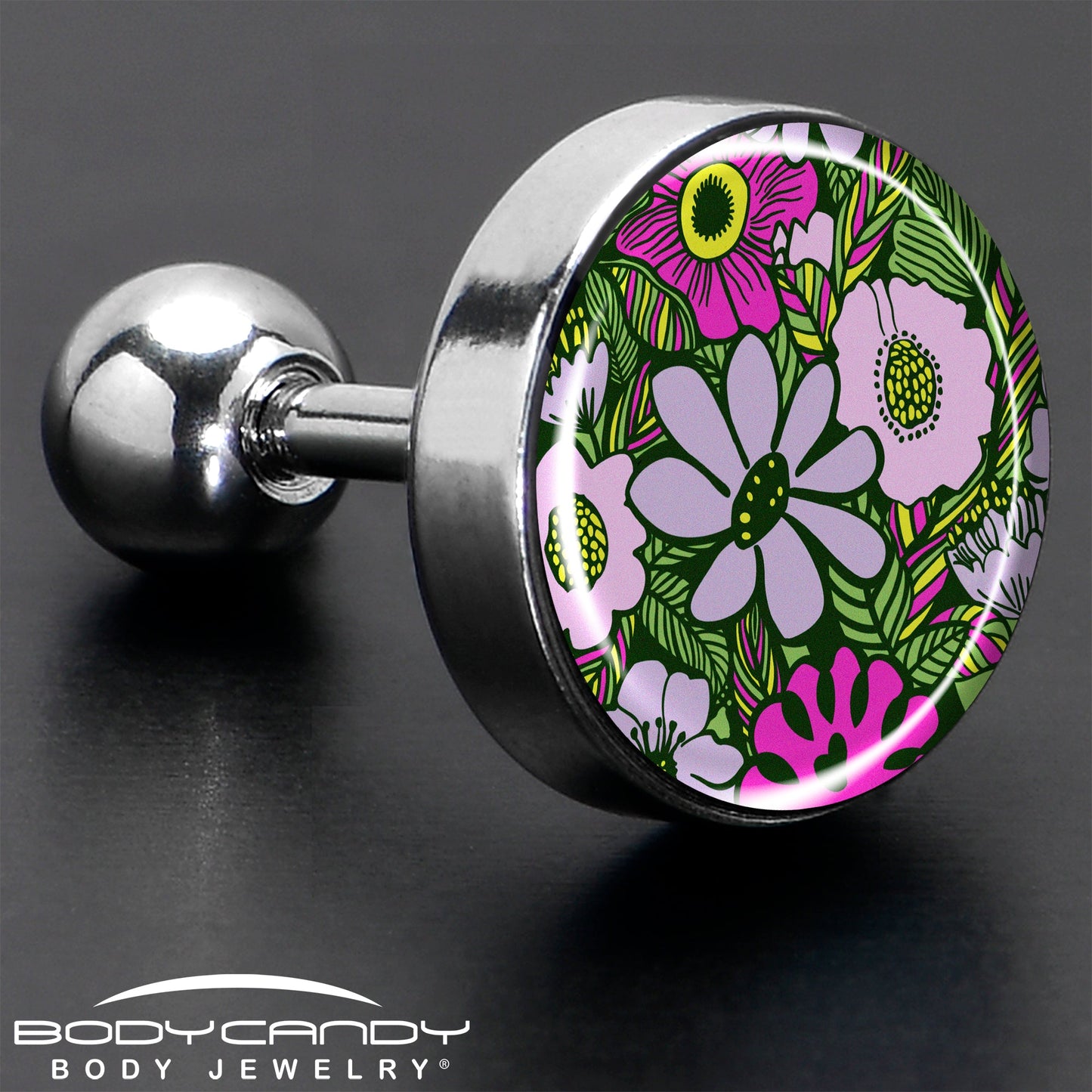 16G 1/4 Blossom Creation Paradise of Pink Flowers Cartilage Earring by Onyx O