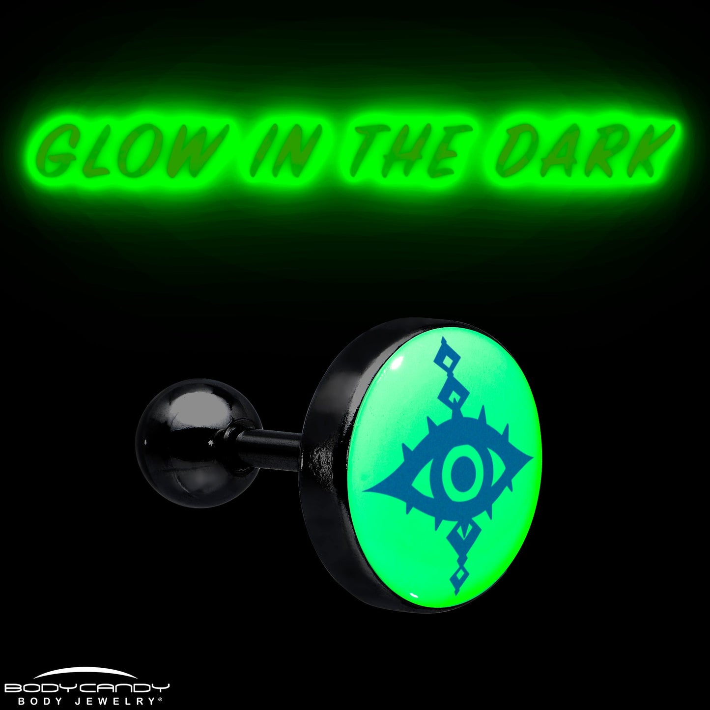 16G 1/4 Glow in the Dark Evil Eye Tragus Cartilage Earring by Onyx O