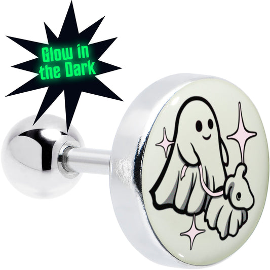 16G 1/4 Glow in the Dark Halloween Ghost Dog Walker Tragus Cartilage Earring by Onyx O