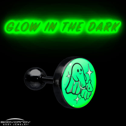 16G 1/4 Glow in the Dark Halloween Ghost Dog Walker Tragus Cartilage Earring by Onyx O