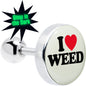 16G 1/4 Glow in the Dark I Love Weed Tragus Cartilage Earring by Onyx O