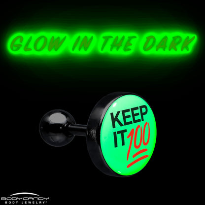 16G 1/4 Glow in the Dark Keep it 100 Tragus Cartilage Earring by Onyx O