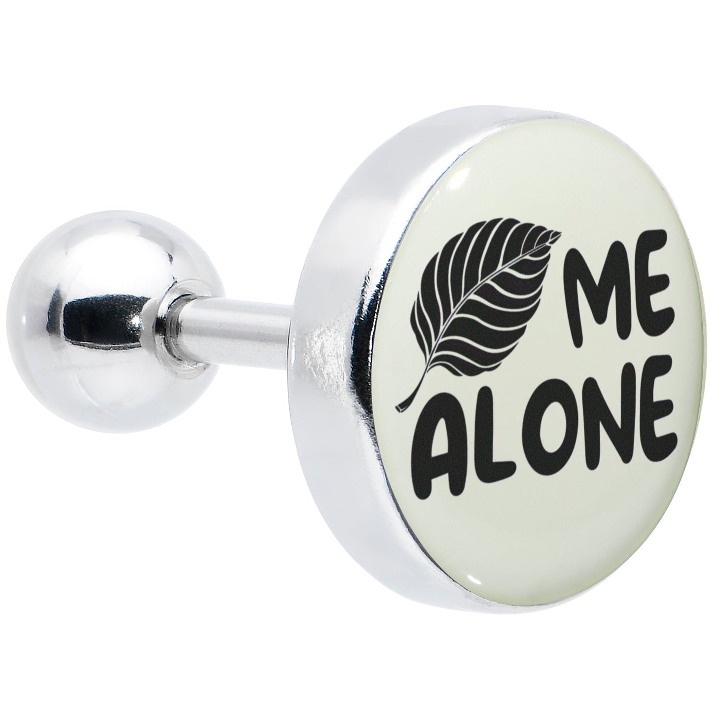 16G 1/4 Glow in the Dark Leaf Me Alone Tragus Cartilage Earring by Onyx O