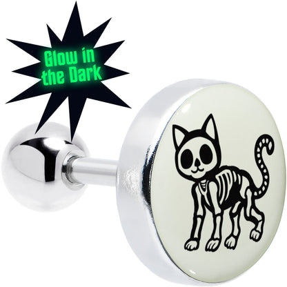 16G 1/4 Glow in the Dark Skeleton Kitty Cat Tragus Cartilage Earring by Onyx O