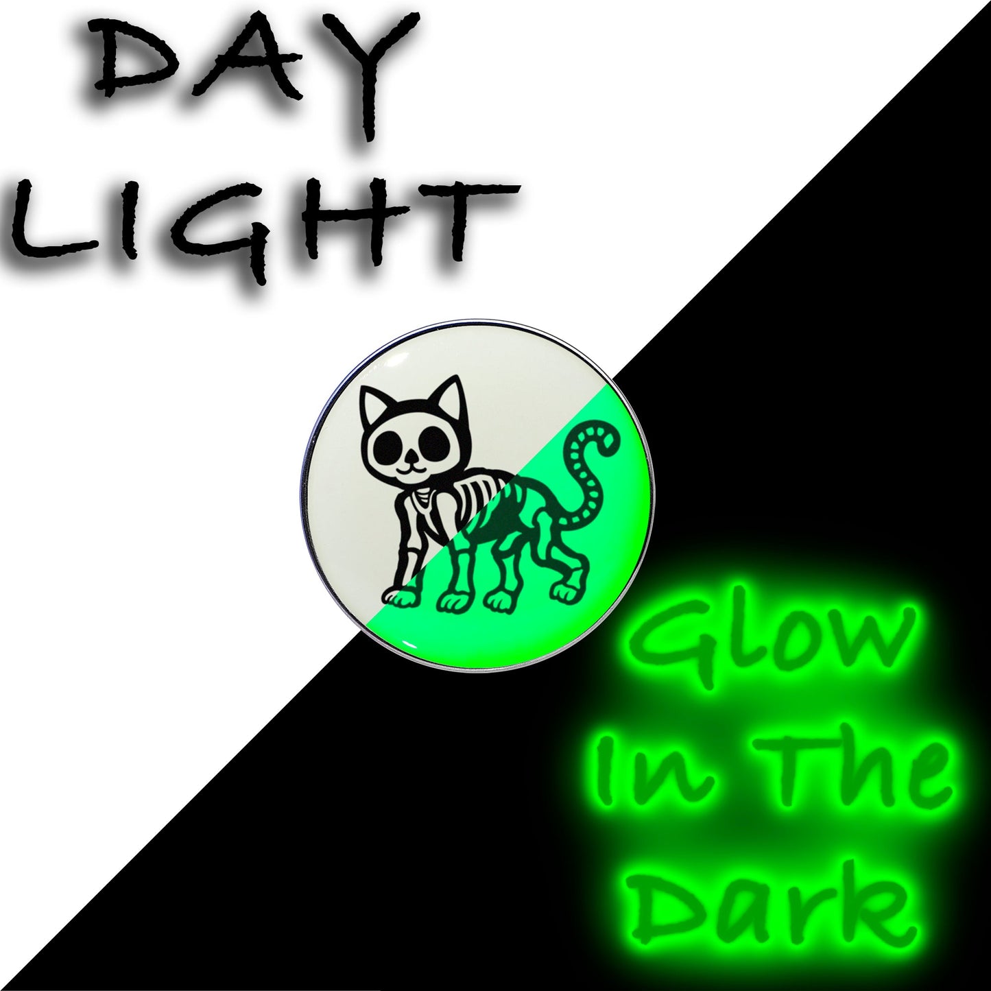 16G 1/4 Glow in the Dark Skeleton Kitty Cat Tragus Cartilage Earring by Onyx O