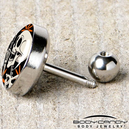 16G 1/4 Peace Sign Skeleton Tragus Cartilage Earring by Onyx O