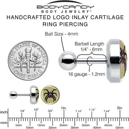 16G 1/4 Psychedelic Spider Tragus Cartilage Earring by Onyx O