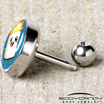 16G 1/4 Burning Marshmallow Tragus Cartilage Earring by Onyx O