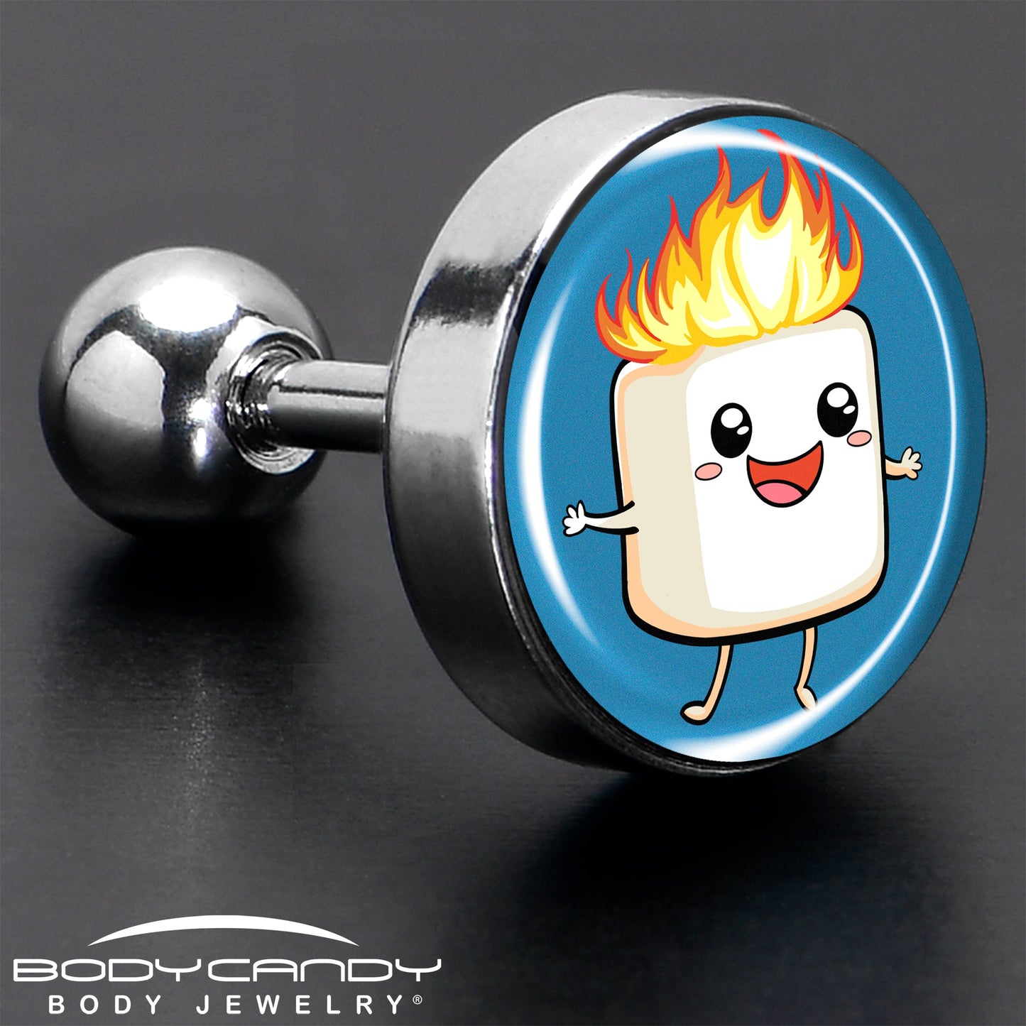 16G 1/4 Burning Marshmallow Tragus Cartilage Earring by Onyx O