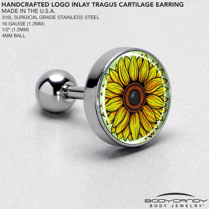 Blossom Creation Yellow Sunflower Tragus Cartilage Earring by Onyx O