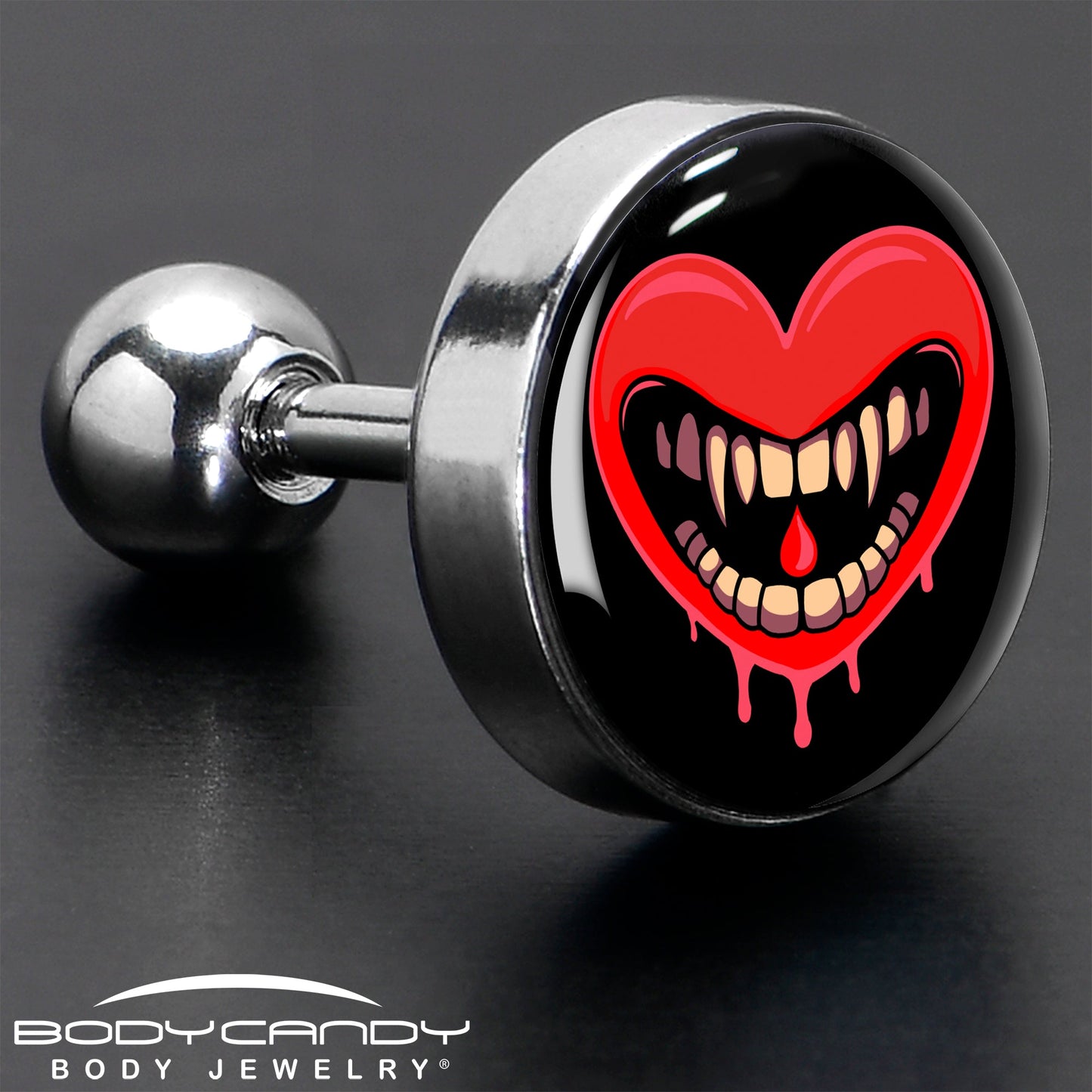 16G Valentine Heart Vampire Tragus Cartilage Earring