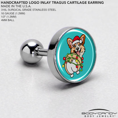 Christmas Holiday Lights Corgi Dog Tragus Cartilage Earring by Onyx O