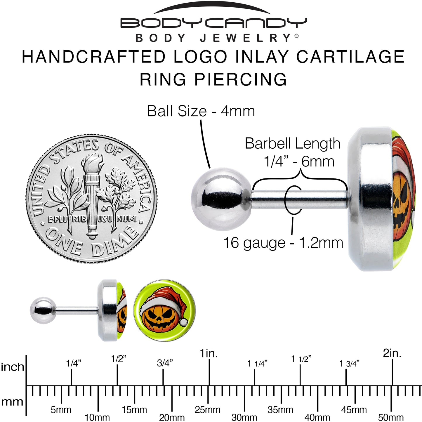 Christmas Holiday Santa Hat Pumpkin Tragus Cartilage Earring by Onyx O