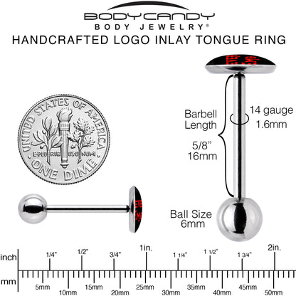 Black Red 4 Ever Emo Barbell Tongue Ring by Onyx O