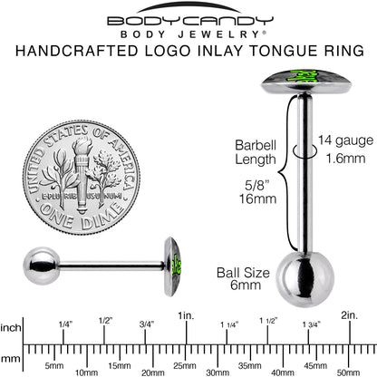 Logo Baked Stoner Barbell Tongue Ring by Onyx O