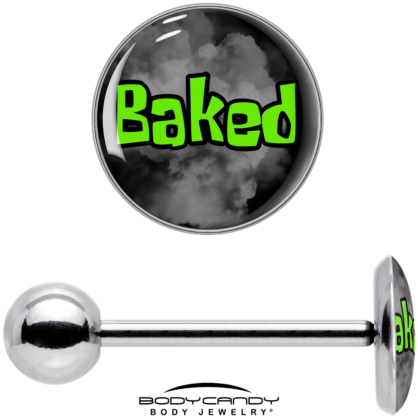 Logo Baked Stoner Barbell Tongue Ring by Onyx O