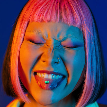 Glow in the Dark Black Anodized Evil Eye Barbell Tongue Ring by Onyx O