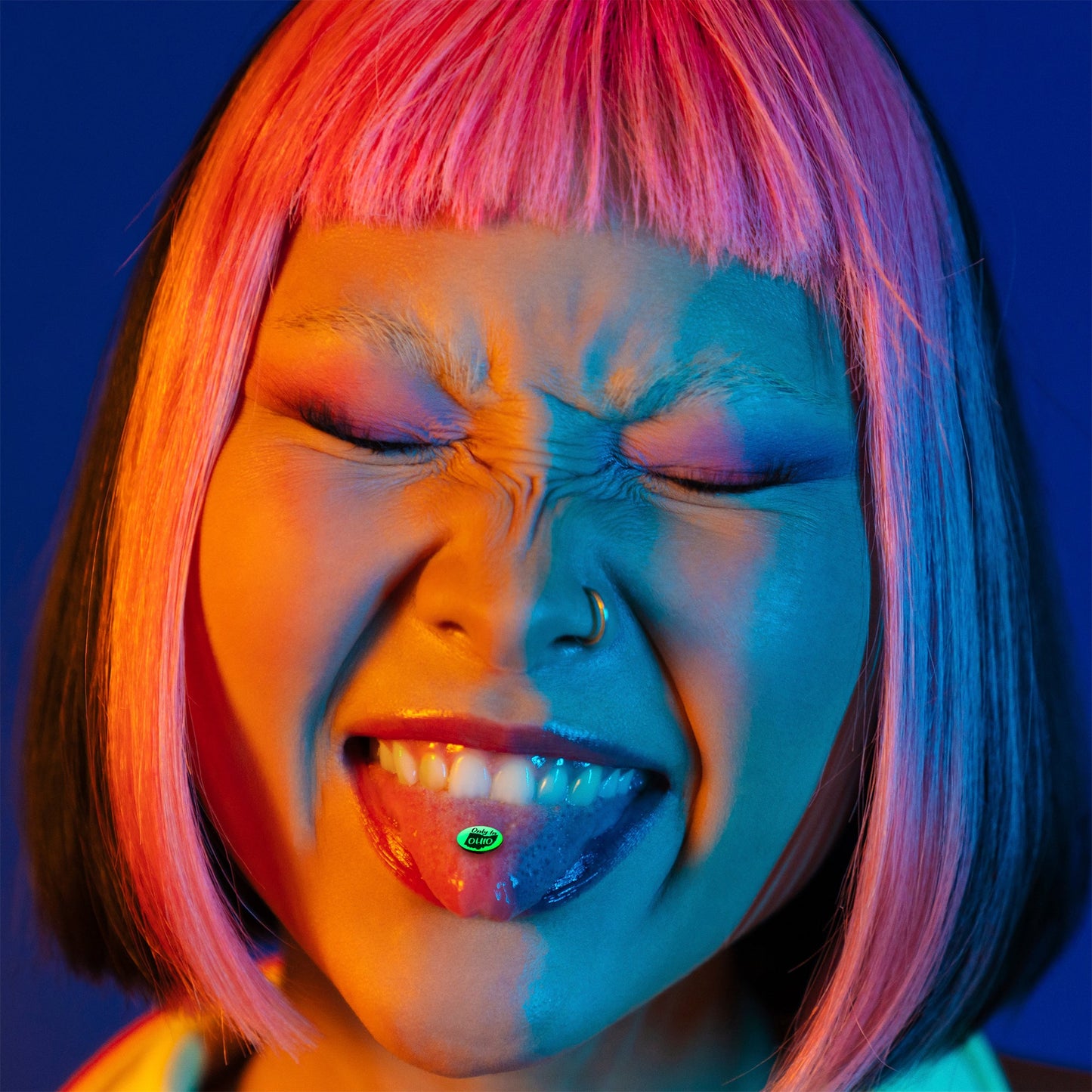 Glow in the Dark Black Anodized Only in Ohio Barbell Tongue Ring by Onyx O