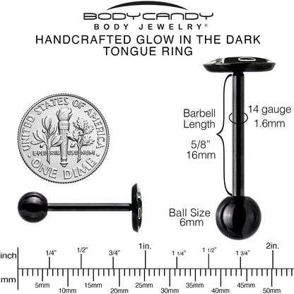 Glow in the Dark Black Anodized Only in Ohio Barbell Tongue Ring by Onyx O